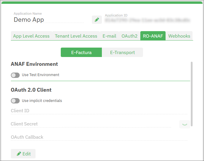 ‘Use custom ANAF credentials’