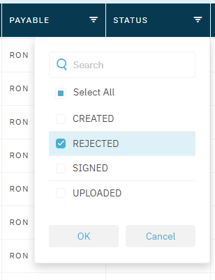 Filtering by status