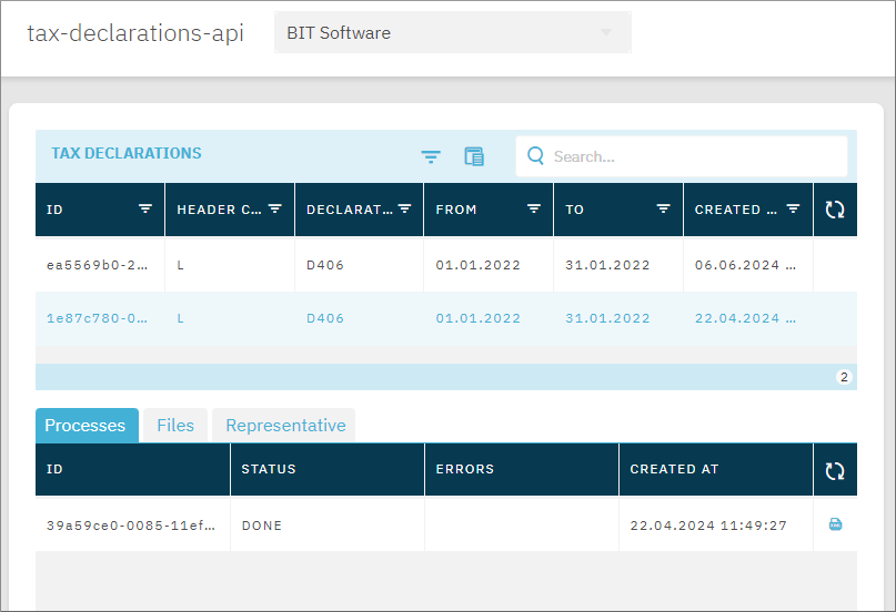 Tax Declarations UI