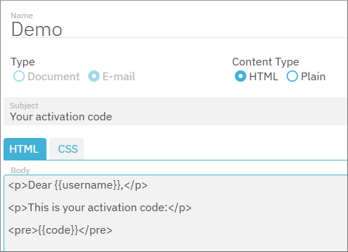 HTML template