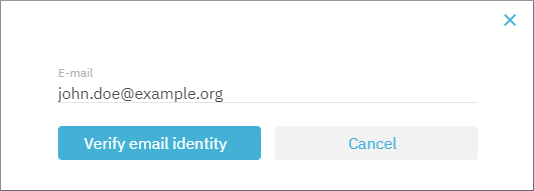 Verify email identity dialog box