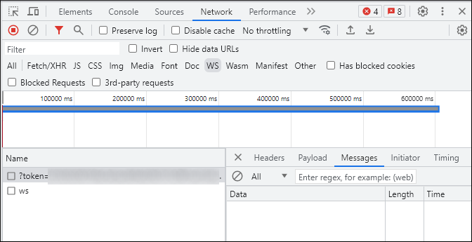 WebSocket in browser’s Developer Tools