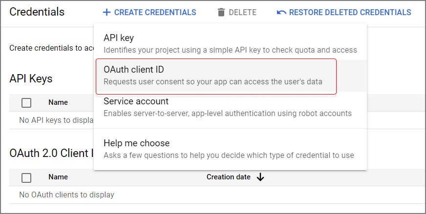 Create Credentials